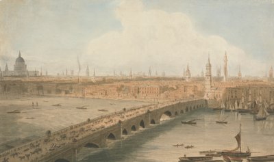 Vista del Puente de Londres y la Catedral de San Pablo de William Daniell