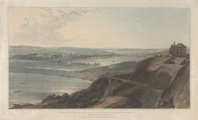 Vista de la ciudad y parte del puerto de Falmouth desde Pendennis Castel, Cornualles de William Daniell