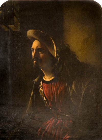 Retrato de un hombre con sombrero emplumado de William Daniels