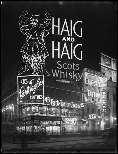 Cartel iluminado para Haig and Haig Whiskey, Nueva York, 6 de enero de 1917 de William Davis Hassler