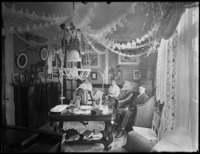 Interior de la residencia del Sr. y la Sra. William Mill Butler, decorada para Navidad, 4 de enero de 1917 de William Davis Hassler