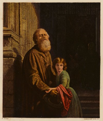 El mendigo ciego (litografía en color) de William Dickes