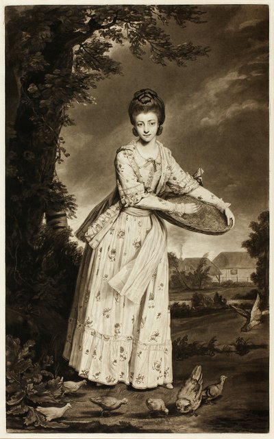 La señora Pelham alimentando a sus gallinas de William Dickinson