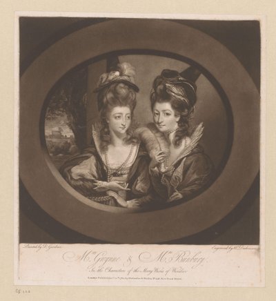 Portret de Mary Gwyn y Catherine Bunbury Sra. Gwynne y Sra. Bunbury, / en los personajes de Merry Wives of Windsor (título sobre el objeto) de William Dickinson