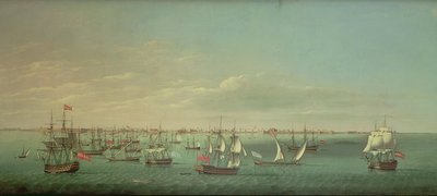 Mercantes y hombres de guerra británicos, franceses, portugueses y españoles frente a Cádiz de William Dixon