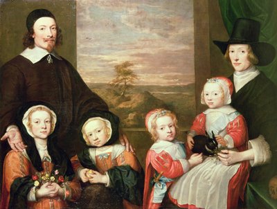 Retrato familiar no identificado, tradicionalmente pensado como el de Sir Thomas Browne, mediados de la década de 1640 de William Dobson