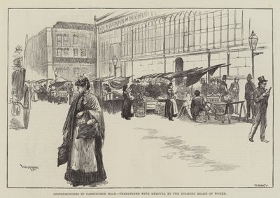 Vendedores ambulantes en Farringdon Road, amenazados con la remoción por la Junta de Obras de Holborn de William Douglas Almond