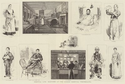 Vida hospitalaria, bocetos en el Hospital de Londres, Whitechapel de William Douglas Almond