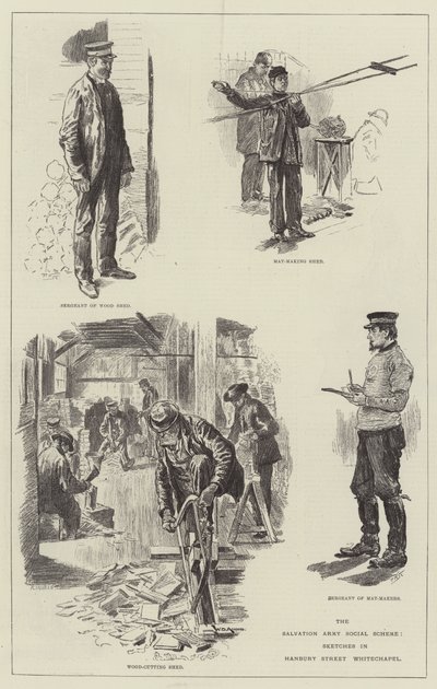 El esquema social del Ejército de Salvación, bocetos en Hanbury Street, Whitechapel de William Douglas Almond