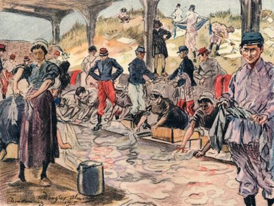 Lavando para los soldados, Douarnenex, 1915 de William Douglas Almond