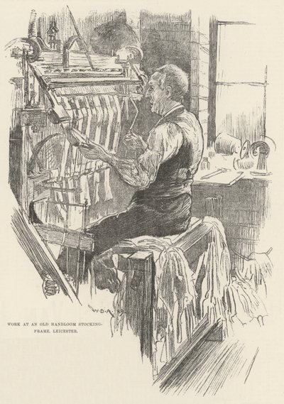 Trabajo en un viejo telar manual de calcetería, Leicester de William Douglas Almond