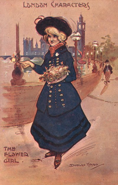 Personajes de Londres: la florista (litografía en color) de William Dudley Ward