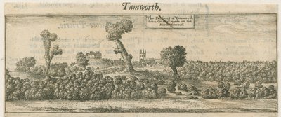 Tamworth - Panorama: grabado en placa de cobre, s.d. [siglo XVII] de William Dugdale