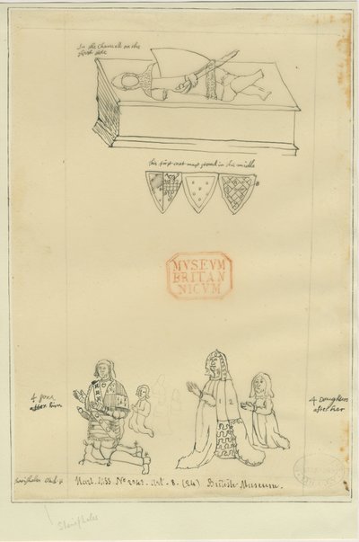 Iglesia de Tamworth - Tumba: calco en tinta, nd [?siglo XVII] (dibujo) de William Dugdale