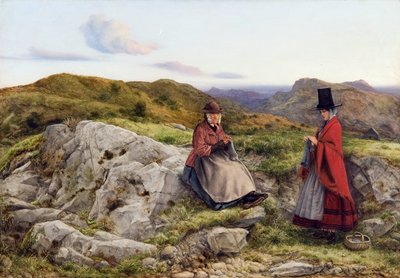 Paisaje galés con dos mujeres tejiendo de William Dyce