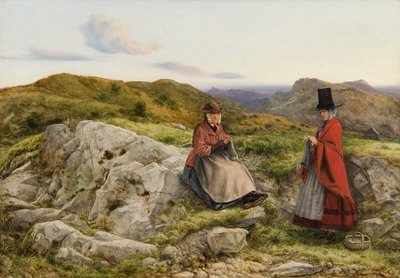 Paisaje galés con dos mujeres tejiendo de William Dyce