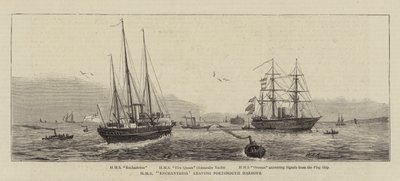 HMS Enchantress saliendo del Puerto de Portsmouth de William Edward Atkins