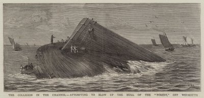 La colisión en el canal, intentando volar el casco del Forest, frente a Weymouth de William Edward Atkins