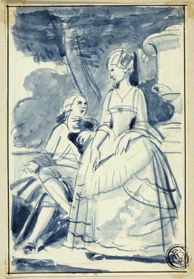 Hombre y mujer vestidos del siglo XVIII de William Edward Frost
