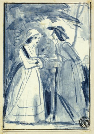 Dos mujeres con vestido de finales del siglo XVIII de William Edward Frost