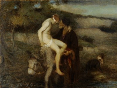 El buen samaritano, c.1890 (óleo sobre lienzo) de William Edward Stott