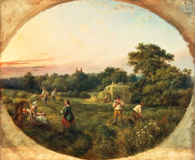 Haciendo Heno en el Campo de Mathew, Handsworth, Birmingham de William Ellis