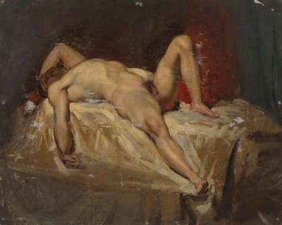 Desnudo masculino acostado, rodilla izquierda levantada de William Etty