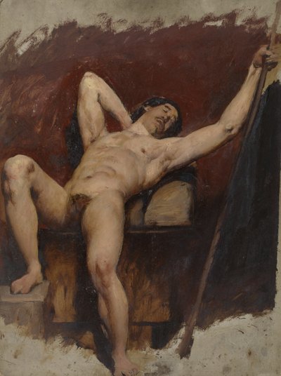 Desnudo masculino reclinado, rodilla derecha levantada, 1815-45 de William Etty