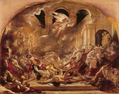 El ángel destructor y los demonios del mal interrumpiendo las orgías de los viciosos e intemperantes (óleo sobre lienzo) de William Etty