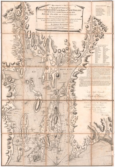 Carta topográfica de Rhode Island por Blaskewitz de William Faden