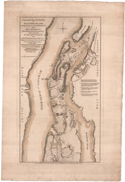 Mapa topográfico de la parte norte de la isla de Nueva York por Sauthier de William Faden