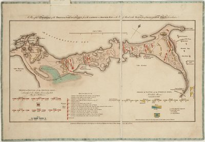 Plan de las operaciones de las fuerzas británicas en Egipto desde el desembarco en la bahía de Aboukir el 8 de marzo hasta la batalla de Alejandría el 21 de marzo inclusive. de William Faden