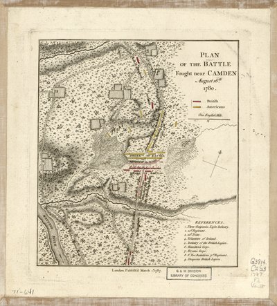 Plano de la batalla librada cerca de Camden, el 16 de agosto de William Faden