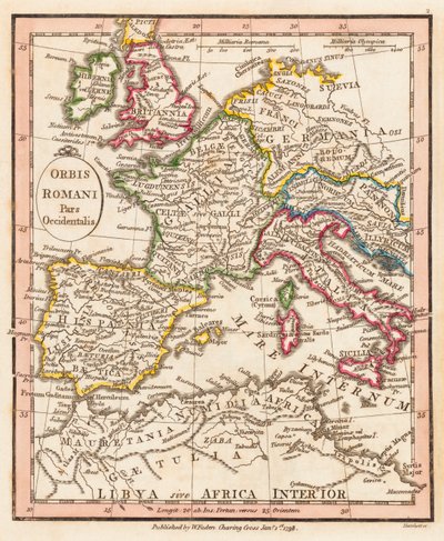 Parte occidental del Imperio Romano. Mapa. de William Faden