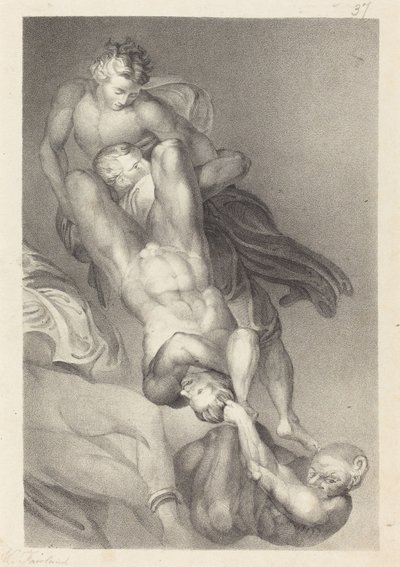 Parte del Juicio Final de Miguel Ángel de William Fairland after John Flaxman