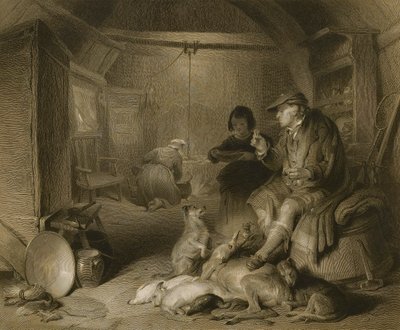 Interior de la cabaña de un montañés de William Finden