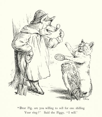 El búho y el gato (grabado) de William Foster