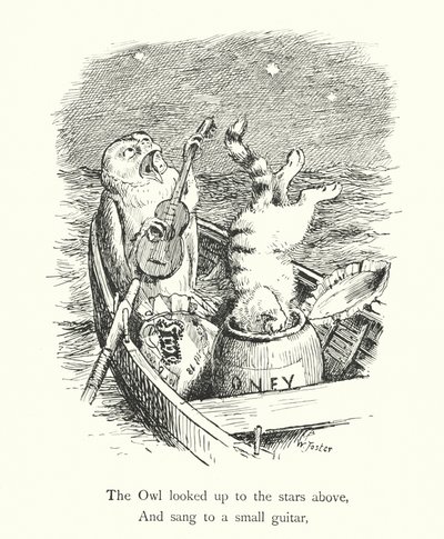 El búho y el gato (grabado) de William Foster