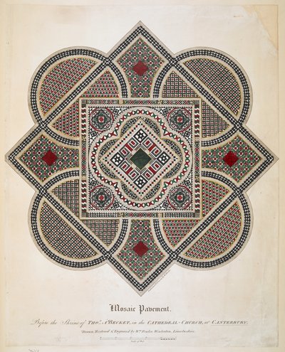 Pavimento de mosaico ante el santuario de Thomas A Becket en la iglesia catedral de Canterbury de William Fowler
