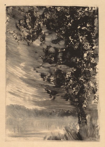 Paisaje a la luz de la luna con árbol a la derecha de William Fowler Hopson