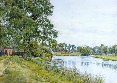 En el Ouse, en Hemingford Grey, con la mansión a lo lejos. de William Fraser Garden