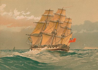 Fragata de 38 cañones, alrededor de 1770, finales del siglo XIX-principios del siglo XX de William Frederick Mitchell