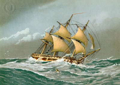 Una fragata de la Royal Navy de 28 cañones, c1794 de William Frederick Mitchell