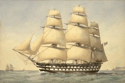 HMS Bellerophon frente a la costa de William Frederick Mitchell