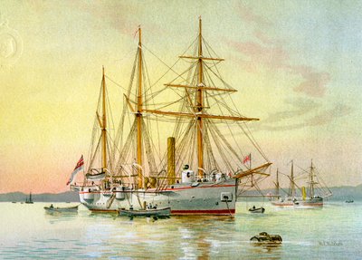 HMS Bramble, cañonera de primera clase de la Royal Navy, c. 1890-c. 1893 de William Frederick Mitchell