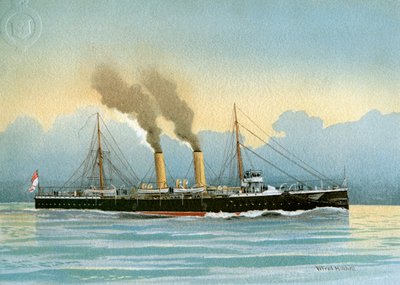 HMS Latona, crucero de 2ª clase de la Royal Navy, c1890-c1893 de William Frederick Mitchell