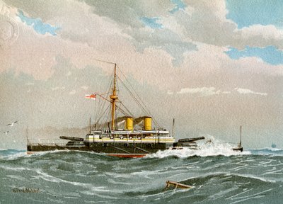 HMS Rodney, acorazado de primera clase de la Royal Navy, c1890-c1893 de William Frederick Mitchell