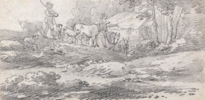 Paisaje con figuras y ganado de William Frederick Wells