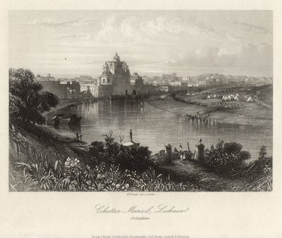 Vista general, al otro lado del Gomati, Chuttur Munzil, Lucknow. de William French