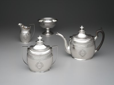 Tetera, jarra de crema, cuenco de desechos y azucarero, c.1795 de William Garret Forbes